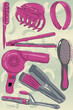 Collection of messy hand drawn hair care products Collection of messy hand drawn hair care products