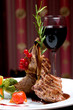 A Rib Steak, selective focus on meat.
