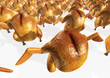 Crowd of roasted chickens. 3D rendered image Crowd of roasted chickens. 3D rendered image