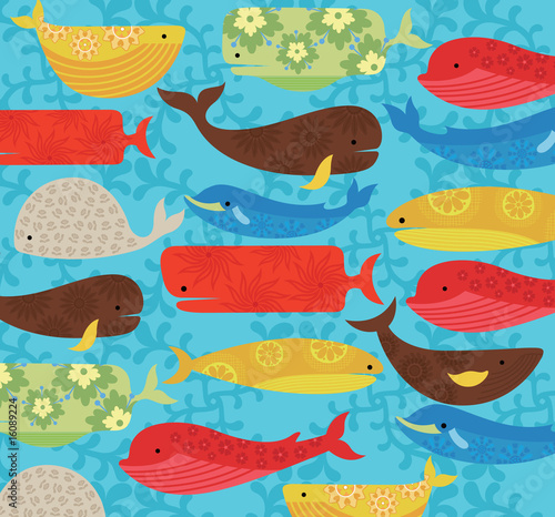 whale cartoon cute. Abstract Whale Cartoon Pattern