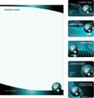 Set of five blue business cards and stationery sheet. Set of five blue business cards and stationery sheet.
