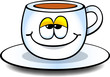 Comic-Kaffeetasse, lächelnd Comic-Kaffeetasse, lächelnd