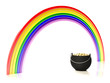 Rainbow and pot of gold isolated on white background Rainbow and pot of gold isolated on white background