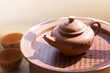 Photo: Chinese ceramic teapot and cups. Chinese ceramic teapot and cups.
