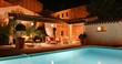 près de la piscine la nuit