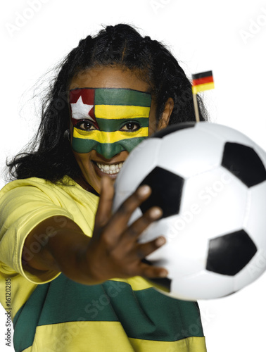Photo: Female soccer fan from Togo, portrait Female soccer fan from Togo, portrait