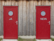 Two red doors, close-up