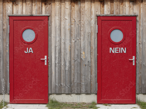 Photo: Two red doors, close-up Two red doors, close-up