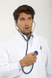 Male doctor examining himself, close-up