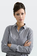 Businesswoman standing with arm crossed, portrait, close-up
