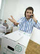 Man argueing at mobile phone