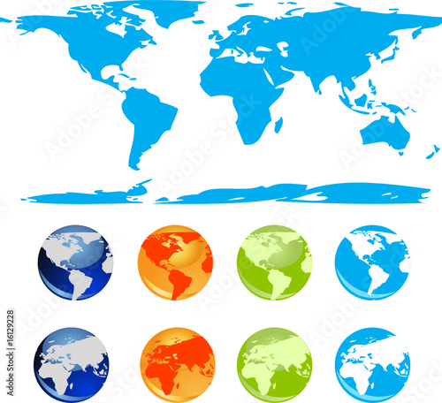earth globe vector. Set of vector earth glossy