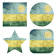 set of 4 grunge flag buttons of rwanda