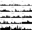 Detailed vector silhouettes of European cities