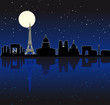 Paris by night  silhouette skyline