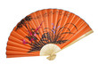 Orange Chinese fan on the white background Orange Chinese fan on the white background