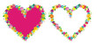 Two heart shaped frame with flowers. Vector illustration.