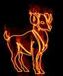 Collection of zodiac signs engulfed in fire