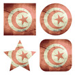 set of 4 grunge flag buttons of tunisia