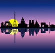 Black vector Paris sunrise silhouette skyline