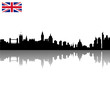Detailed Black vector London silhouette skyline with union flag Detailed Black vector London silhouette skyline with union flag
