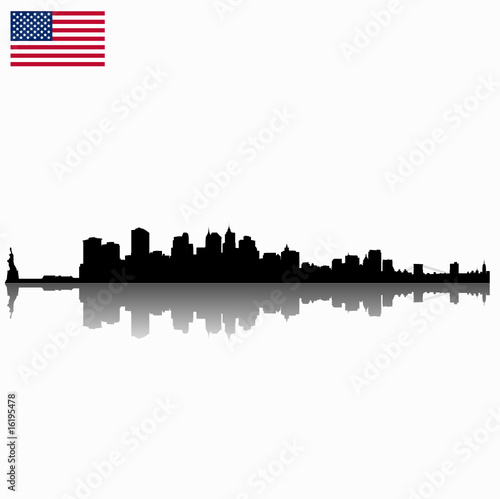 black and white new york skyline pictures. Black detailed vector New York