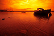 Small boat and Sunset in Denmark Small boat and Sunset in Denmark