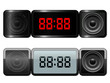 Digital alarm clock with speakers