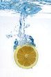 Lemon dropped in a water