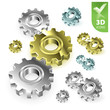 Vector: Vector gears 3D icon set Vector gears 3D icon set