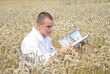 Scientist in the field doing collecting samples for experiments.