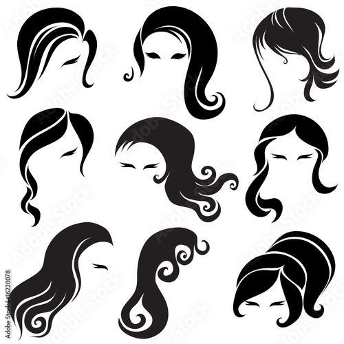 Big set of black hair styling for woman Big set of black hair styling for woman