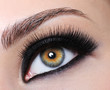 Female eye with black long eyelashes