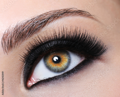 Foto: Female eye with black long eyelashes Female eye with black long eyelashes