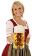 Junge Frau im Dirndl mit Maßkrug Bier