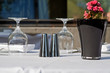 served table in a public restaurant in the center of Prague