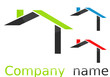 Logo maison formes gris vert bleu rouge