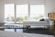 Interior of modern living room with glass walls