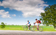cyclists relax biking outdoors