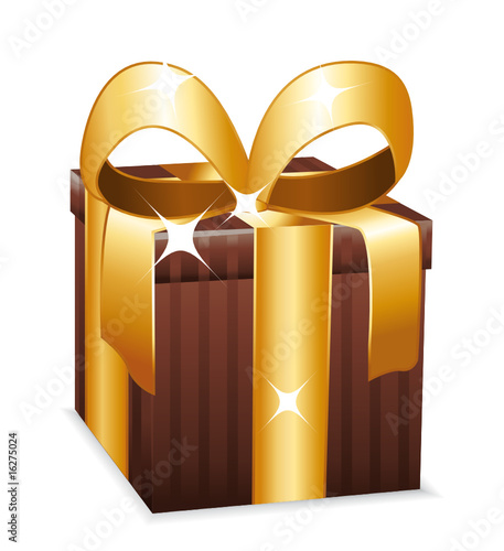 Brown gift with a large golden bow Brown gift with a large golden bow