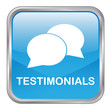 Square vector button "TESTIMONIALS" (blue)
