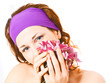 woman face with flowers