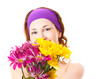 woman face with flowers
