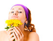 woman face with flowers
