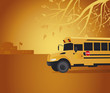 Yellow school bus in a school yard Yellow school bus in a school yard