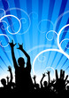 Happy people having fun in an abstract background