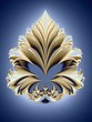 Fairy flower. Carved fantastic leaf on blue. Computer-generated