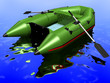 Green rubber boat