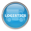 Circular "LOGISTICS" button (vector; blue)