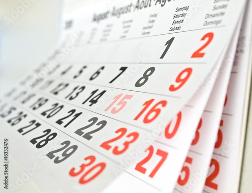 Photo: Close up a calendar page Close up a calendar page